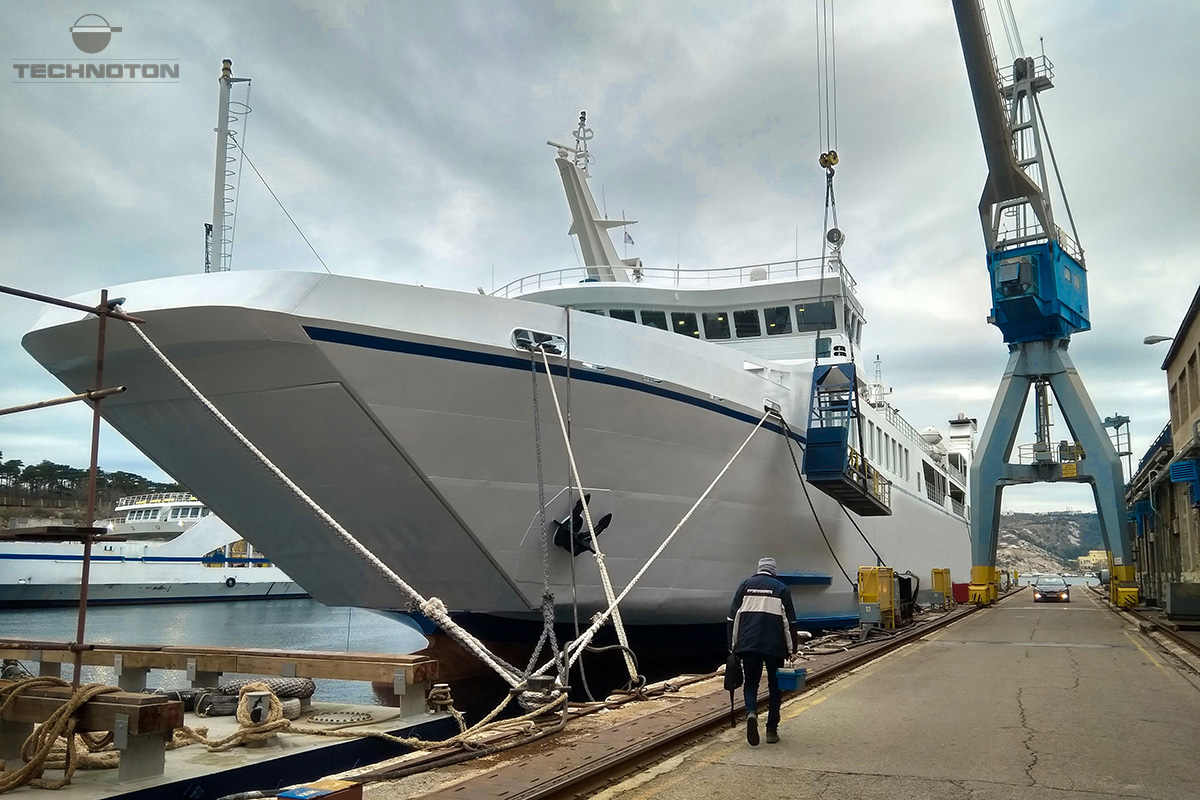 Ferry. Front view. Ferry. Front view.