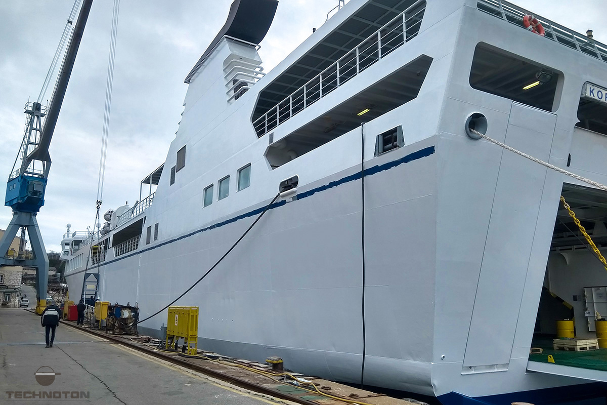 Ferry. Side view. Ferry. Side view.