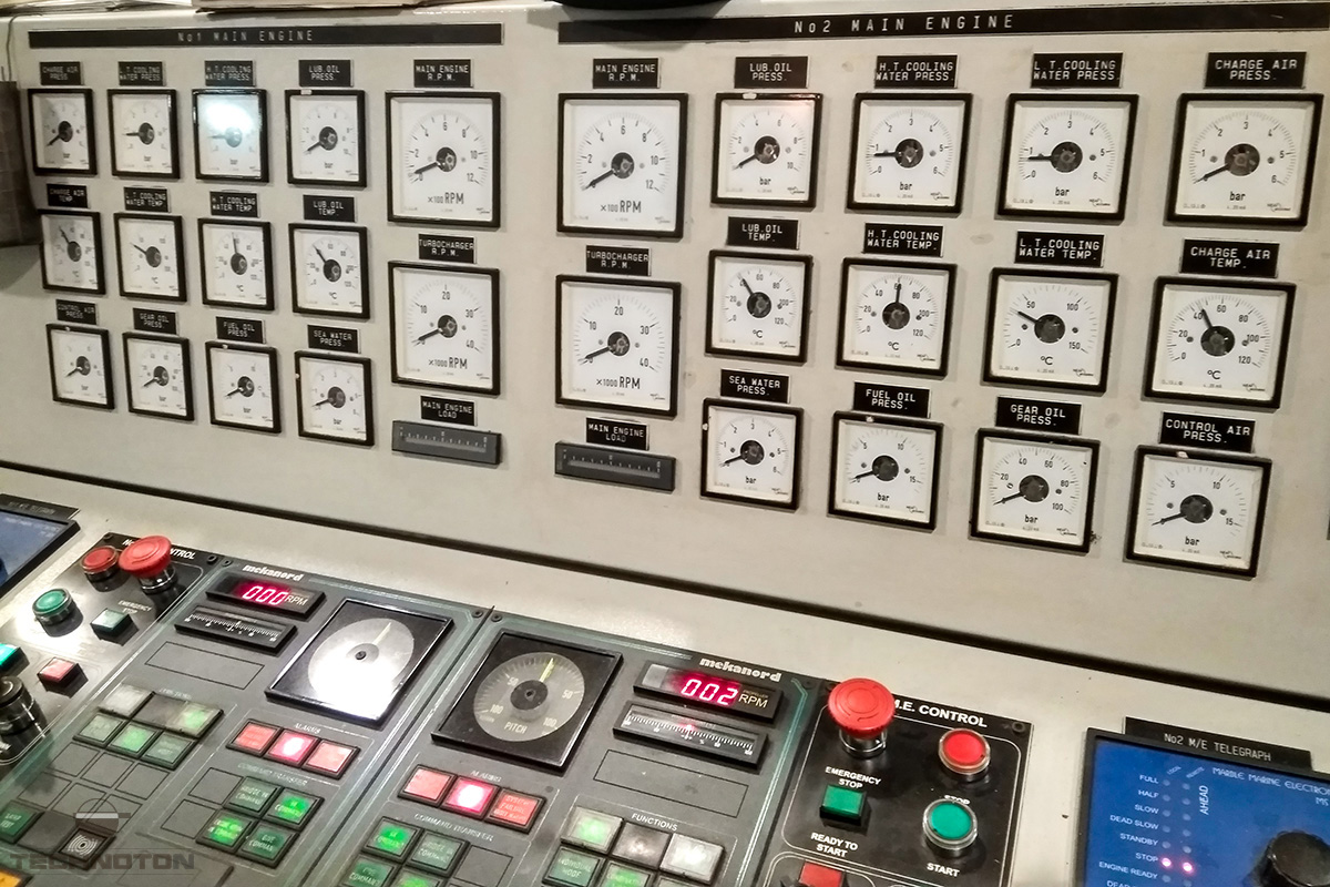 Dashboard in ship’s deckhouse Dashboard in ship’s deckhouse